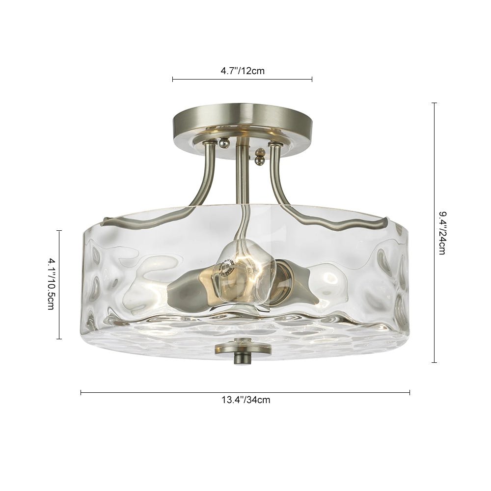 2-Licht Nickel Glas Semi Flush Mount