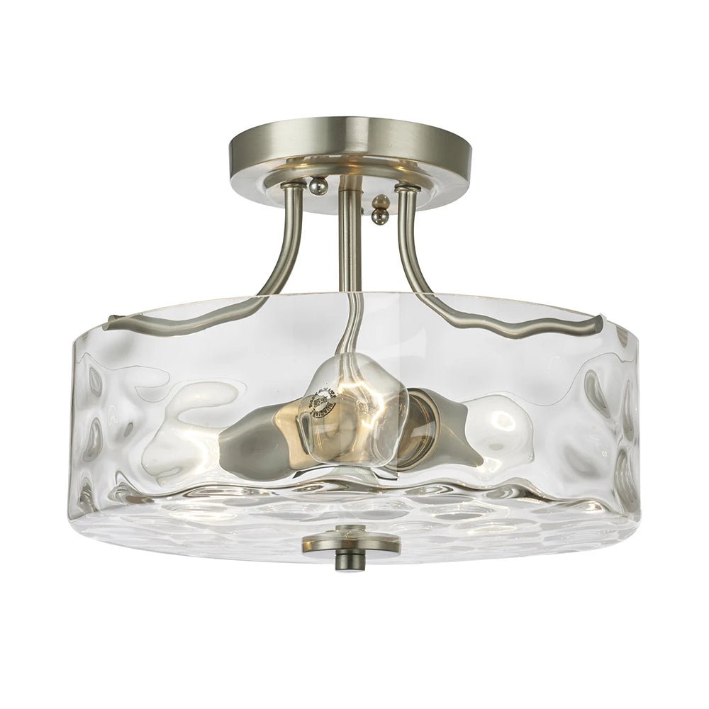 2-Licht Nikkel Glas Semi Flush Mount