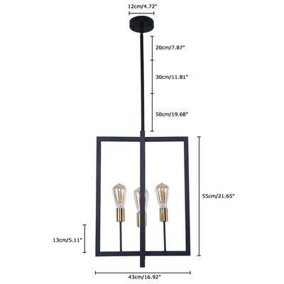 4-Licht Quadrat Geometrische Pendelleuchte