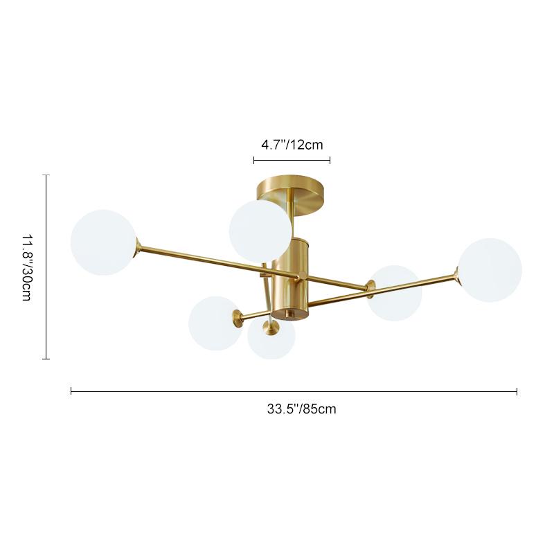 6-Lichts Glazen Globe Plafondlamp