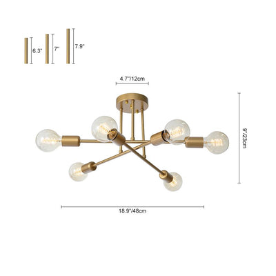 6-Lichts Sputnik Semi Flush Mount Verlichting