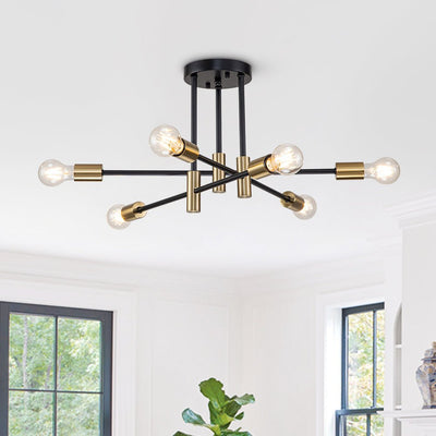 6/8 Lichten Zwarte Sputnik Semi Flush Mount