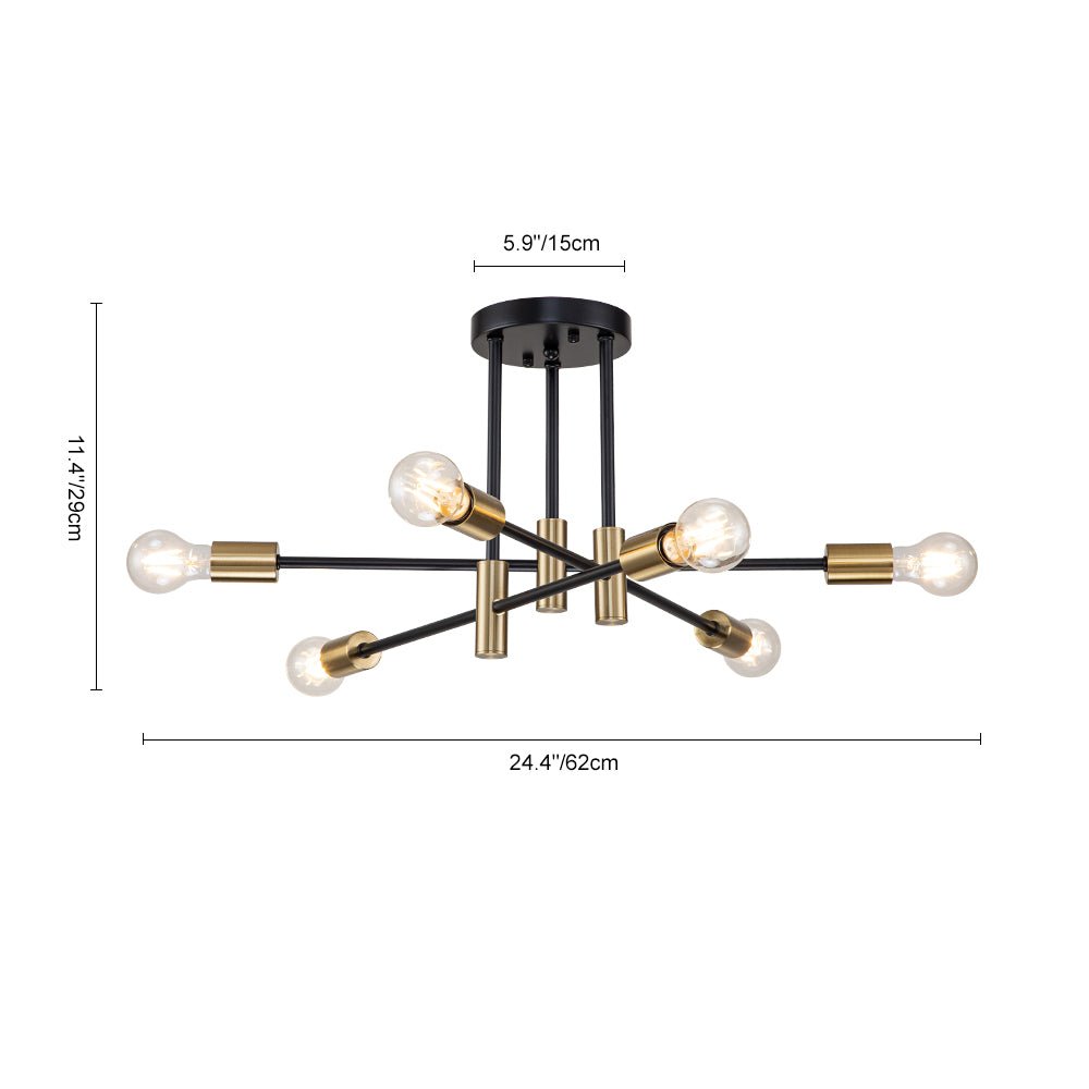 6/8 Lichten Zwarte Sputnik Semi Flush Mount