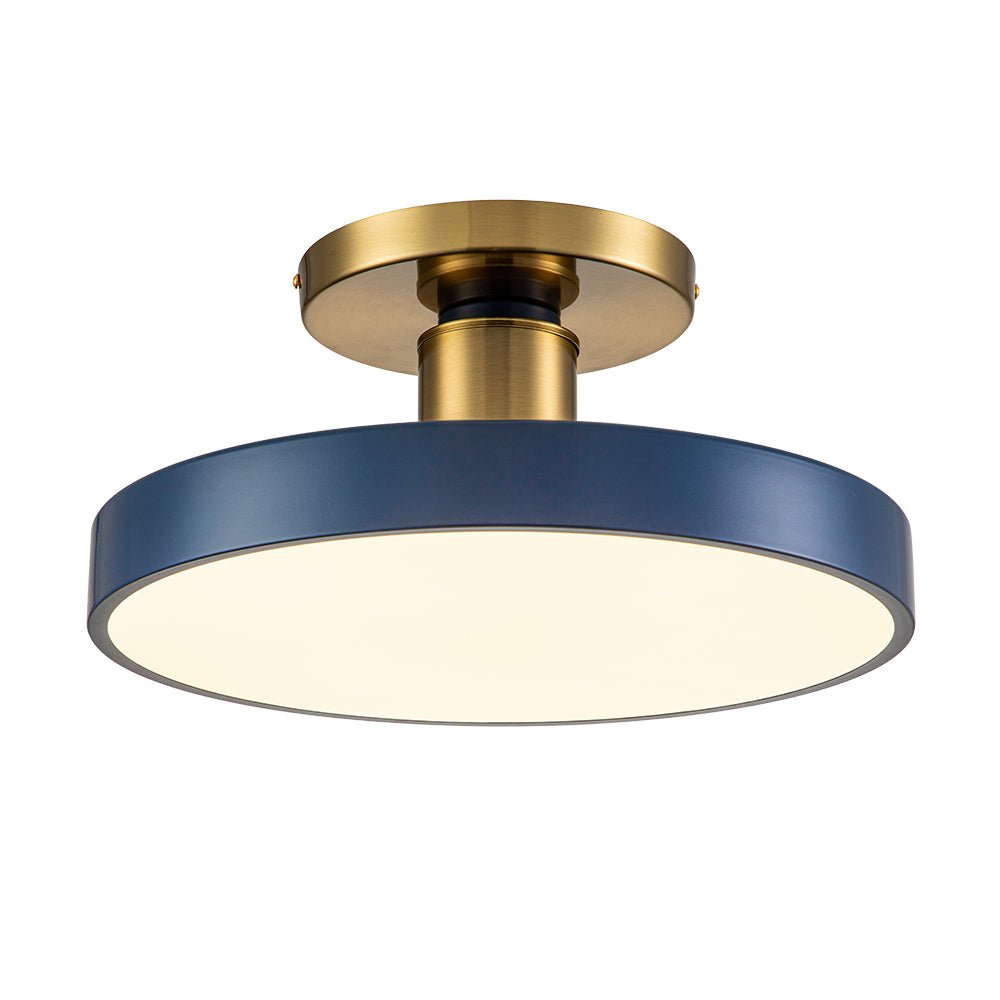 Blauwe LED Acryl Drum Semi Flush Mount Plafondlamp