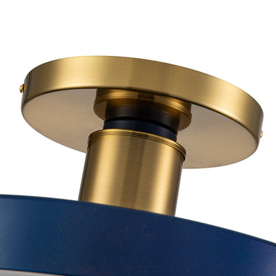 Blauwe LED Acryl Drum Semi Flush Mount Plafondlamp