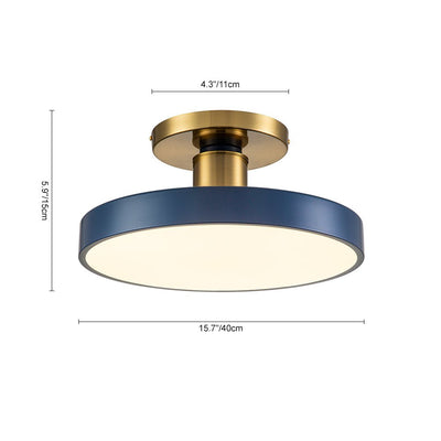 Blauwe LED Acryl Drum Semi Flush Mount Plafondlamp