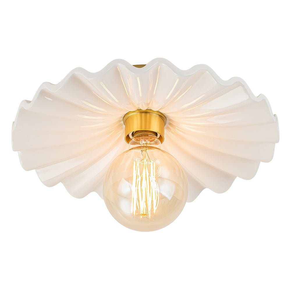 Romige Gerimpelde Plissé Semi-Flush Mount