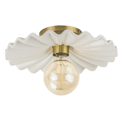 Romige Gerimpelde Plissé Semi-Flush Mount