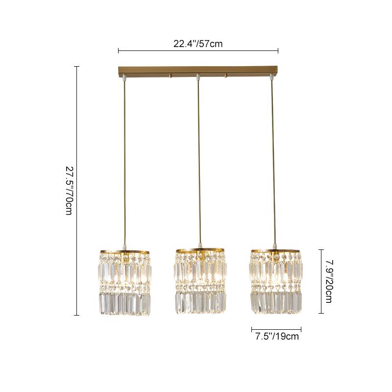 Kristallen Cilinder Shade 3-Lichts Hanglamp