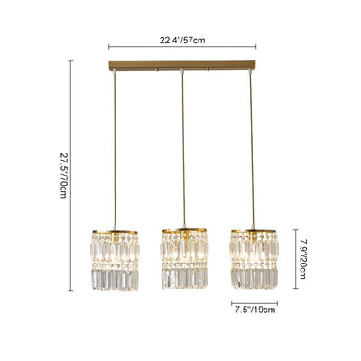 Kristallen Cilinder Shade 3-Lichts Hanglamp