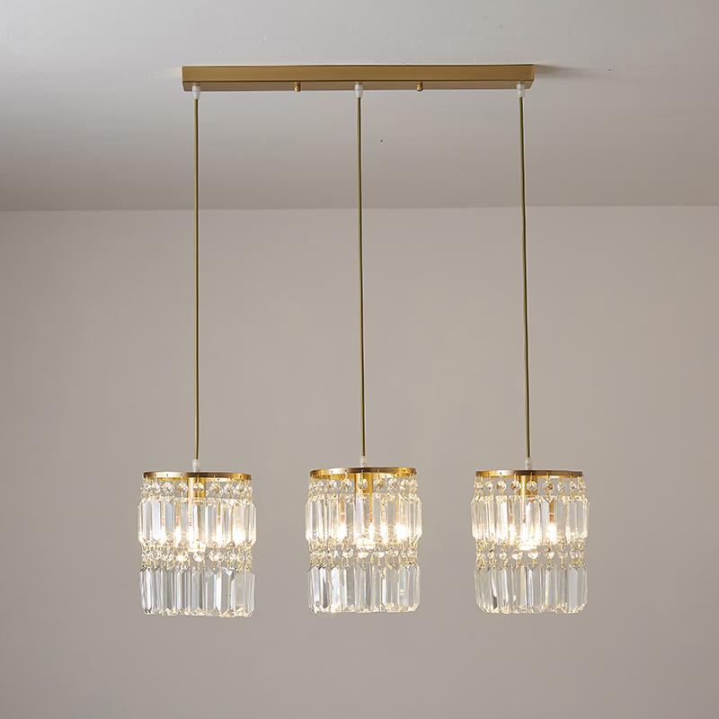 Kristallen Cilinder Shade 3-Lichts Hanglamp