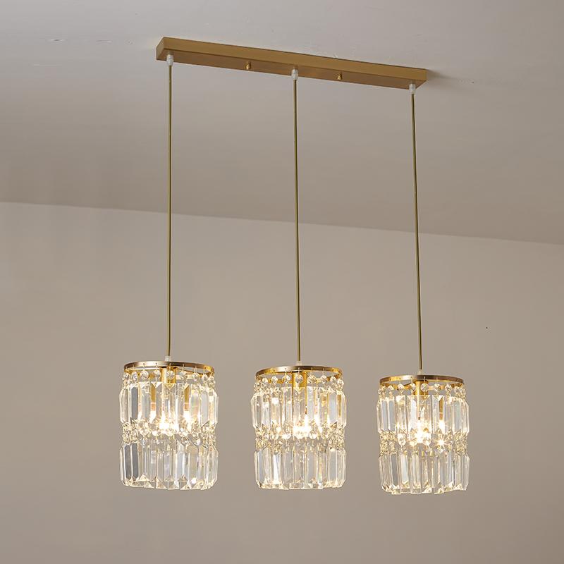 Kristallen Cilinder Shade 3-Lichts Hanglamp