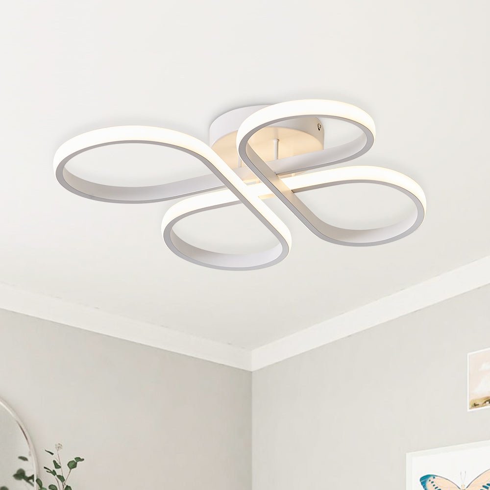 Dimbare Vlinder Swirl LED Semi Flush Mount in Zwart/Wit