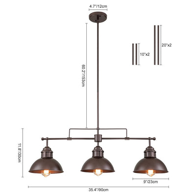 Industrielle 3-Licht Bar Kuppel Hängeleuchte