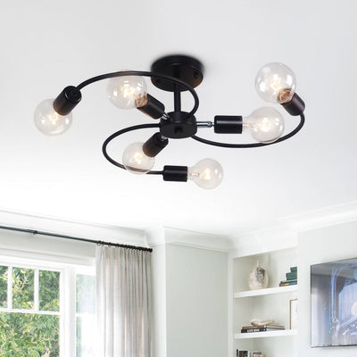 Mid-Century 6-Lichter Sputnik Verstellbare Semi Flush Mount