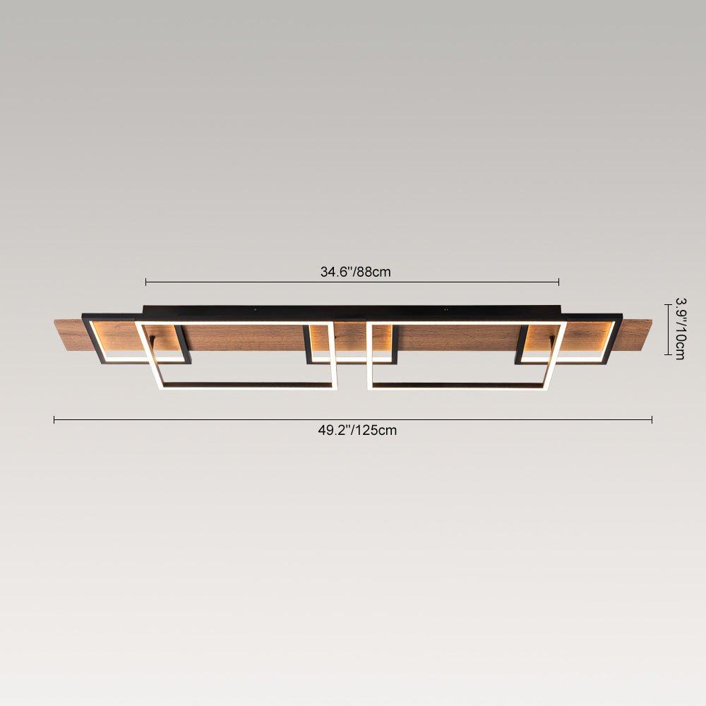 LED Moderne Bauernhaus Nussbaum Rechteckige Deckenleuchte