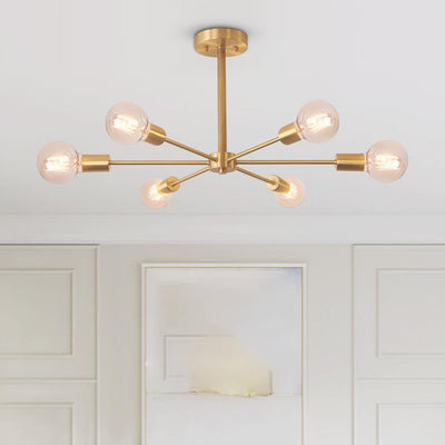 Mid-Century Sputnik Messing Semi Flush Mount Kroonluchter