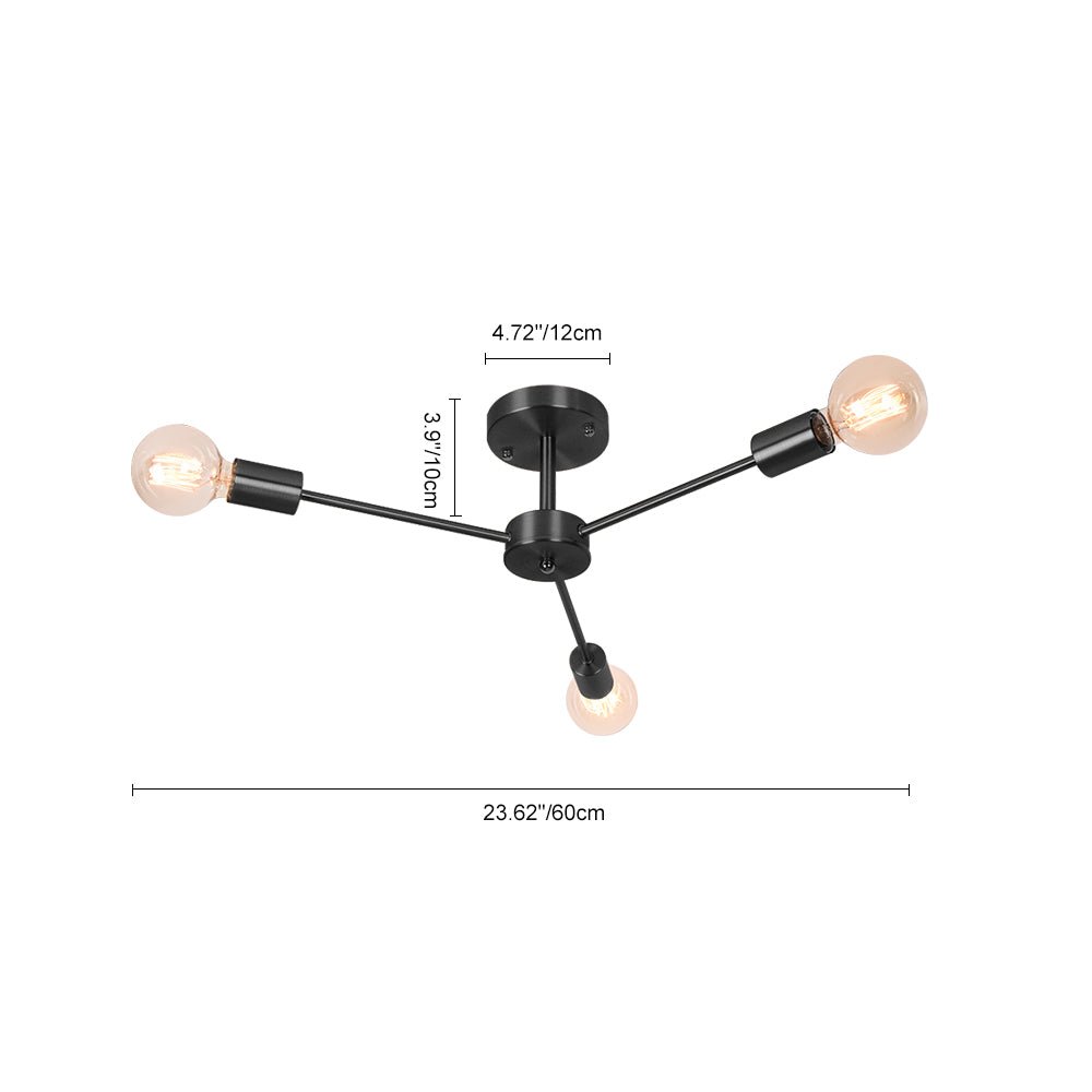 Mid-Century Sputnik Messing Semi Flush Mount Kroonluchter