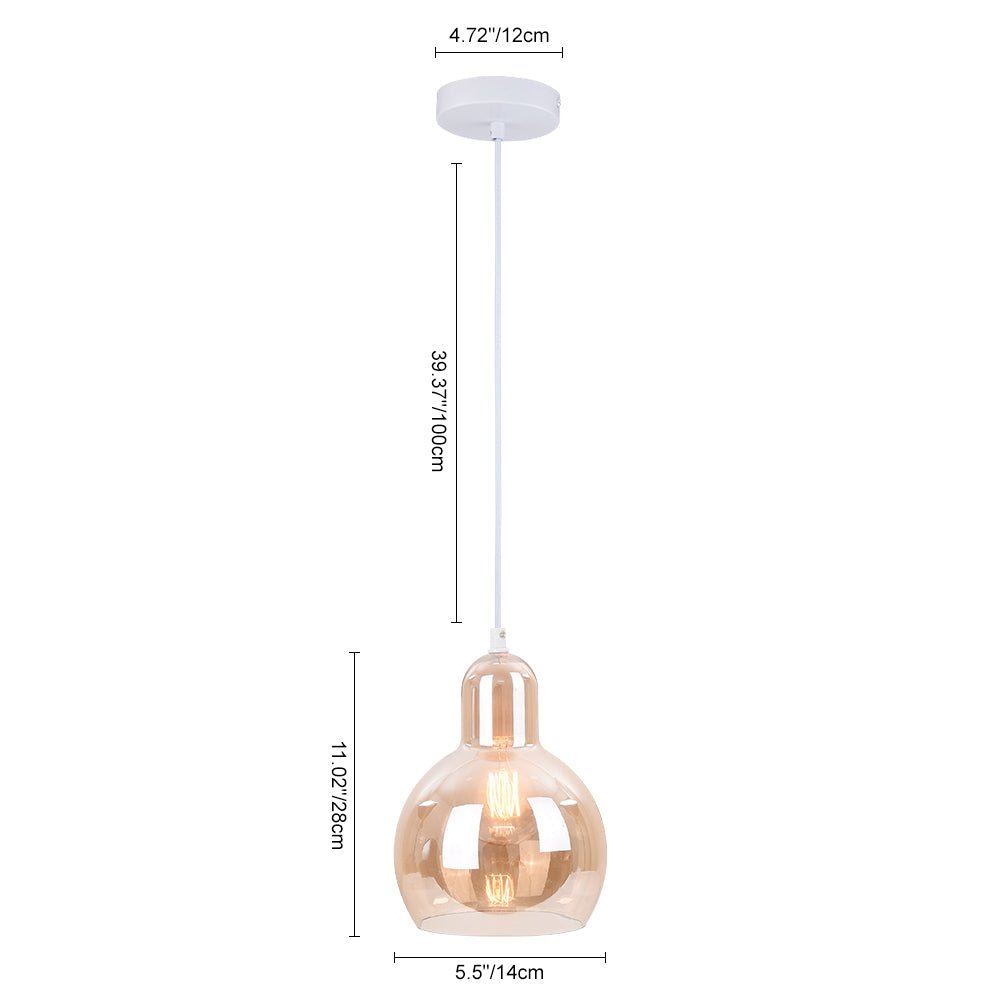 Moderne 1-Licht Druppel Mondgeblazen Glazen Globe Hanglamp