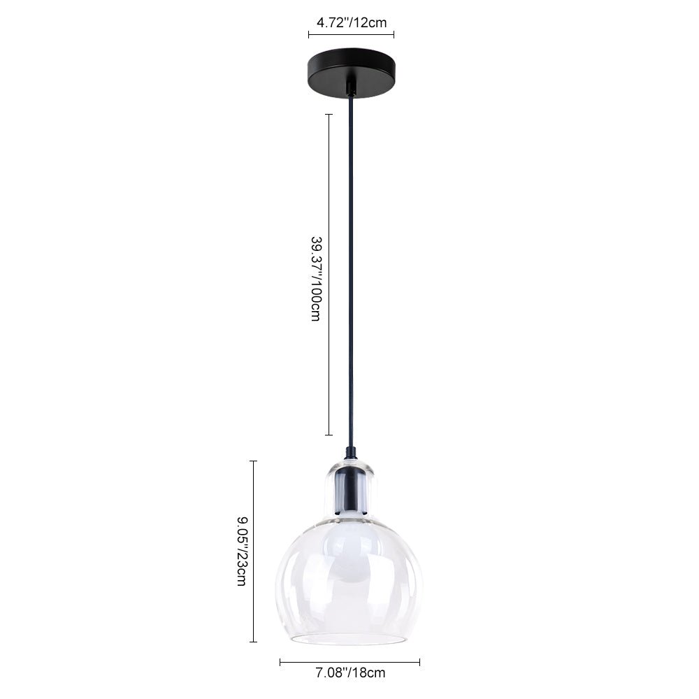 Moderne 1-Licht Druppel Mondgeblazen Glazen Globe Hanglamp