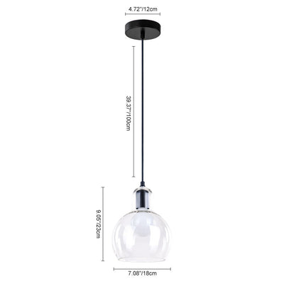 Moderne 1-Licht Druppel Mondgeblazen Glazen Globe Hanglamp