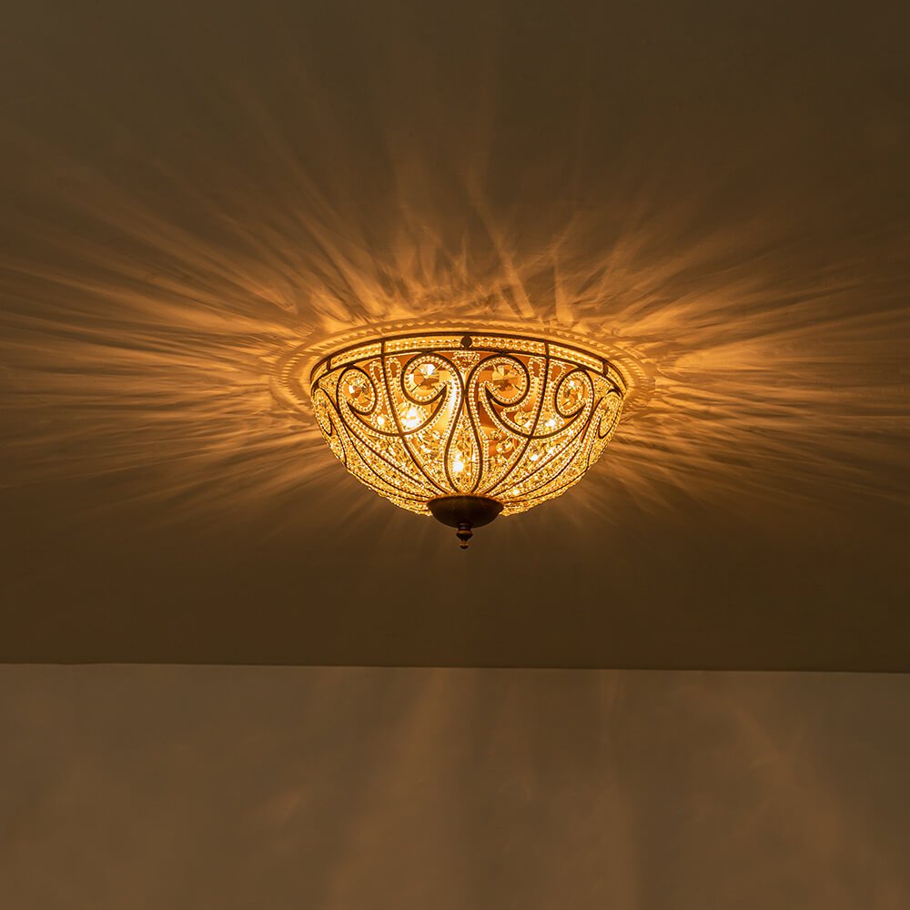 Moderne Romeinse 3-Lichts Kristalglas Plafondlamp