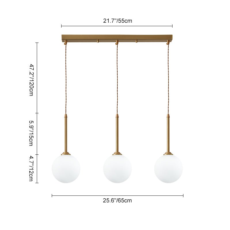 Opal Glas 3-Lichts Hanglamp