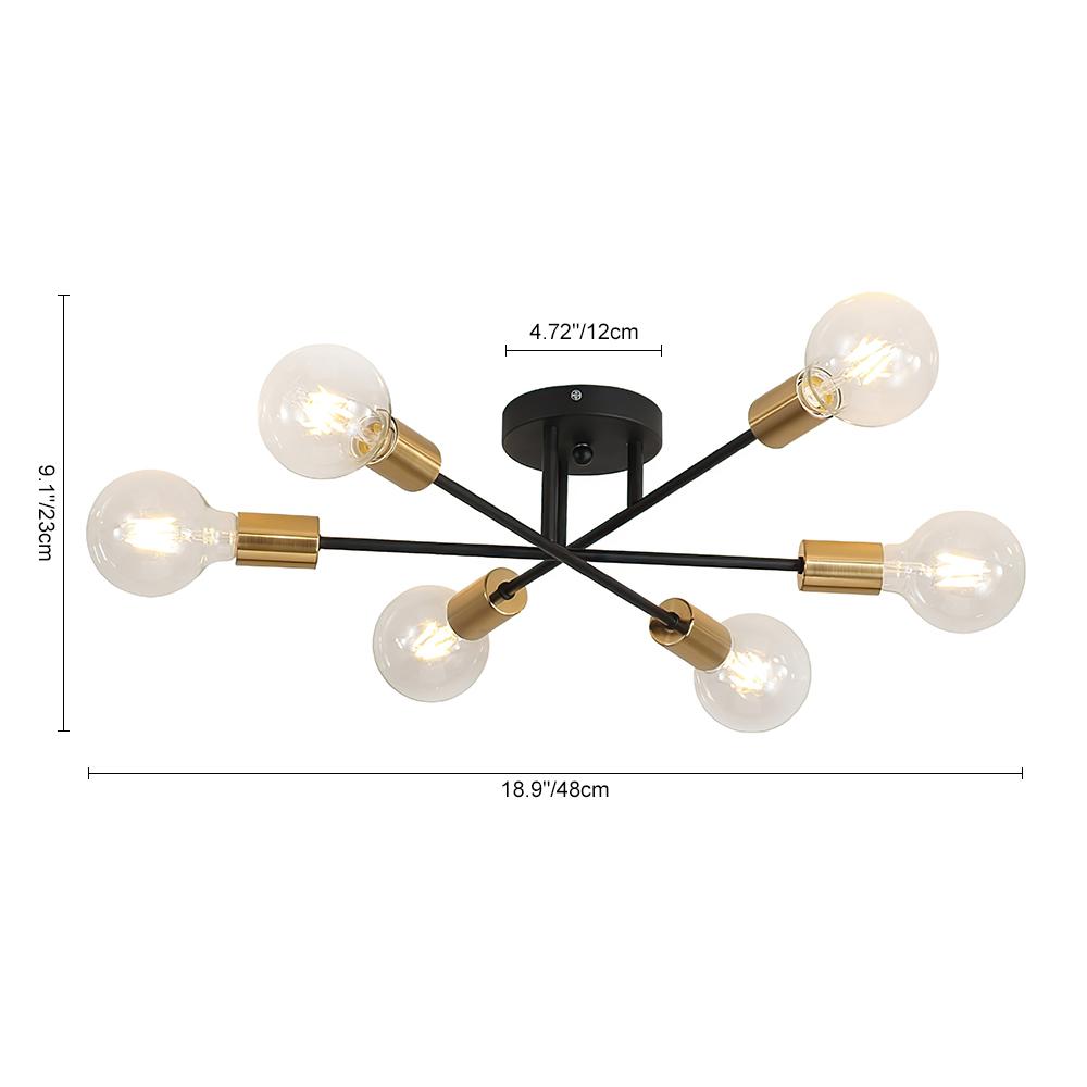 Zes-Lichts Sputnik Semi Flush Plafondlamp