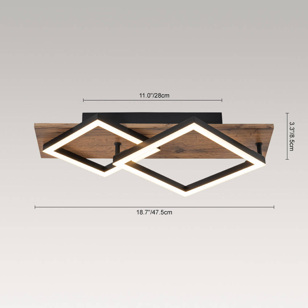 Quadratische LED Nussbaumfurnier Deckenleuchte