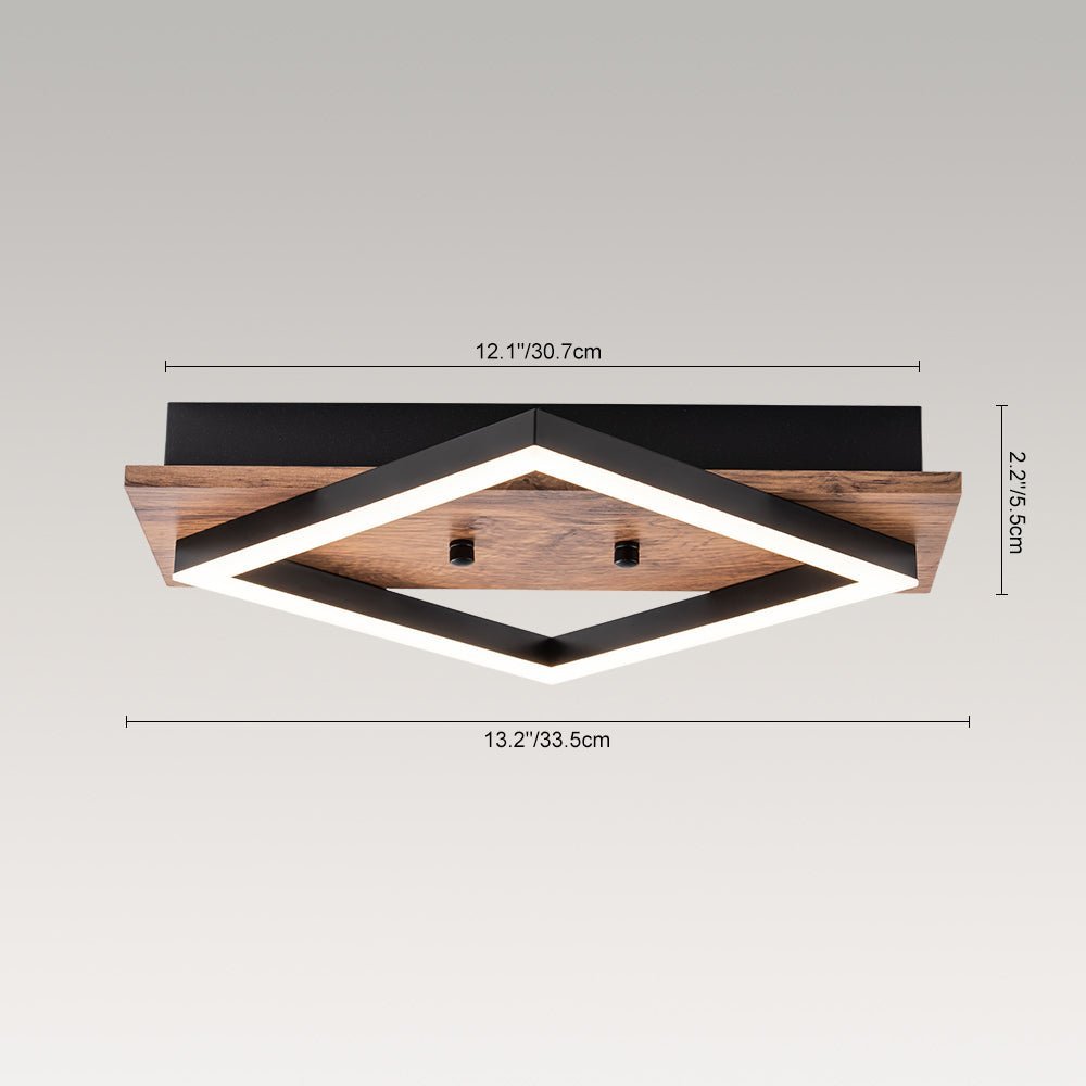 Quadratische LED Nussbaumfurnier Deckenleuchte