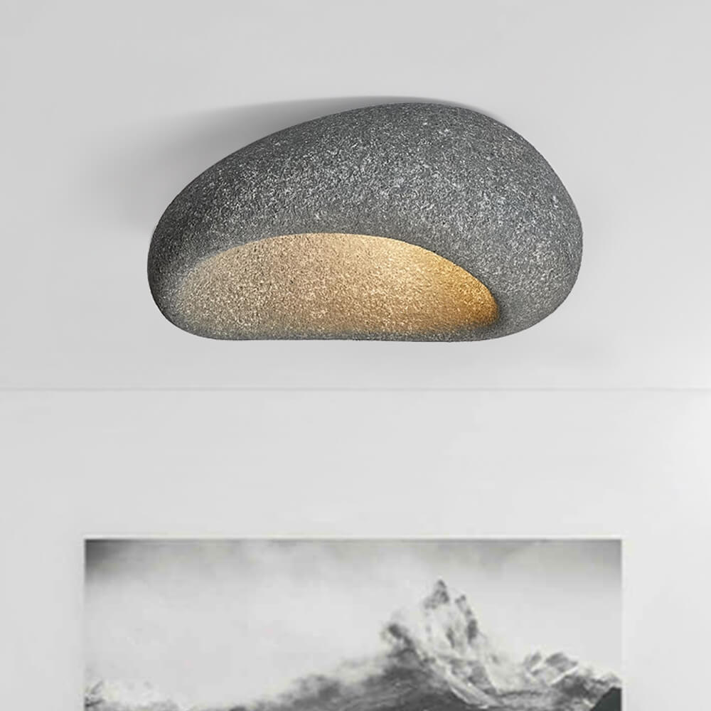 Steen Vlekken Maanvormige Wabi-Sabi Plafondlamp