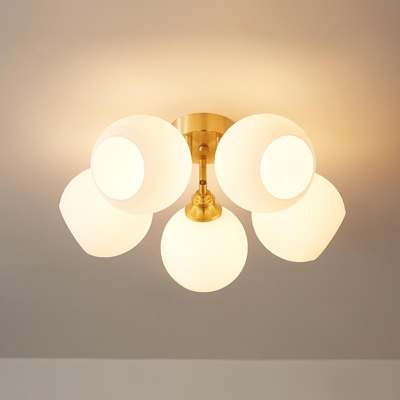 Gewonden Arm 5-Lichts Glazen Plafondlamp