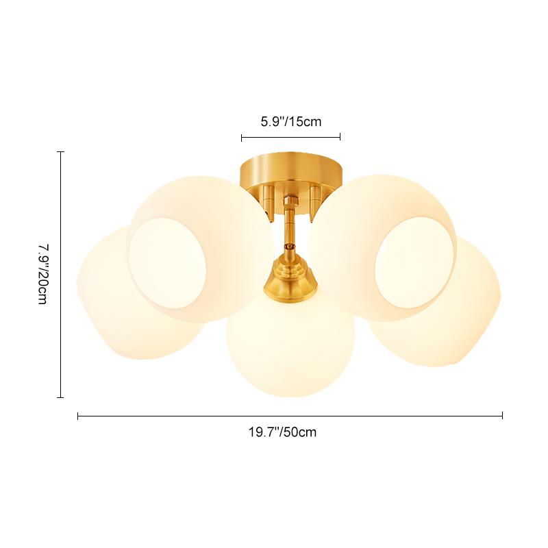 Gewonden Arm 5-Lichts Glazen Plafondlamp