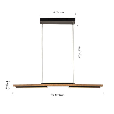 Holz LED Lineare Insel Kronleuchter