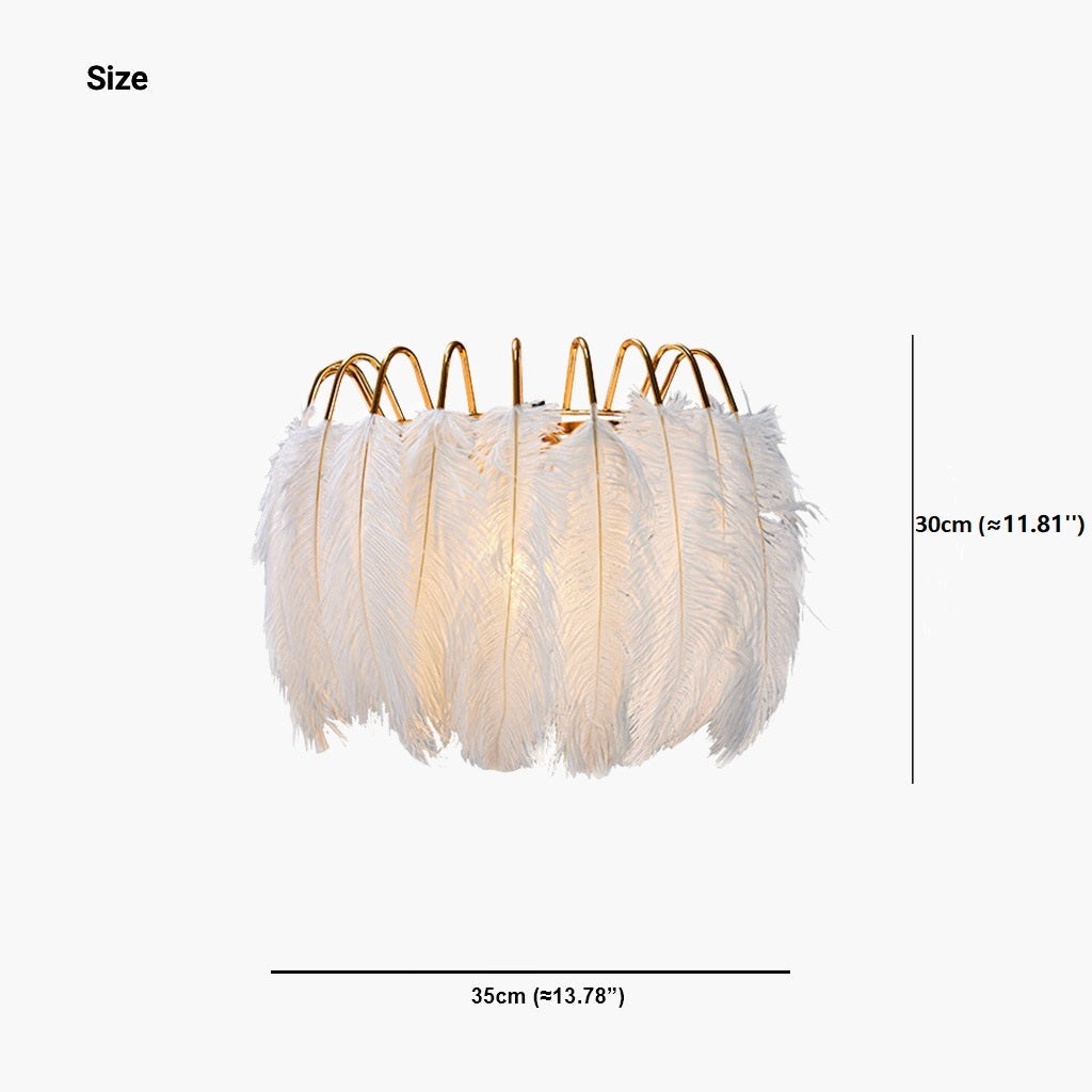 Wandlamp met Struisvogelveer - Luxe en Uniek Design in Wit