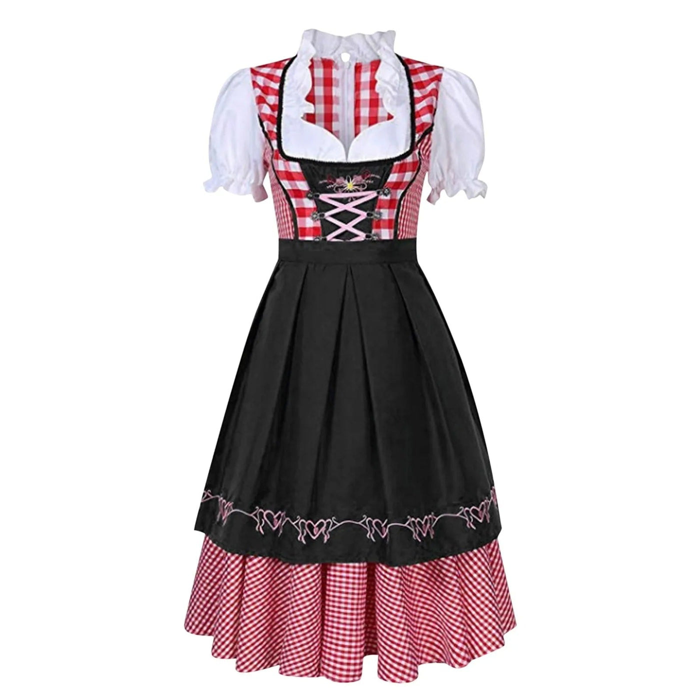 Oktoberfest-Dirndl mit Karomuster und kurzen Ärmeln | Heidi