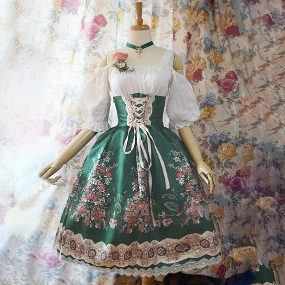 Gebloemde Dirndl met Schort en Bloemdecoratie voor Oktoberfest | Lorelei